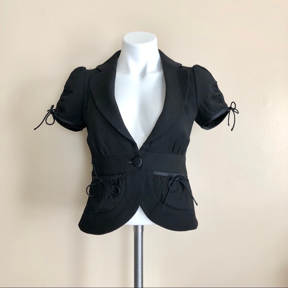 Banana Republic Short Sleeve Peplum Black Blazer